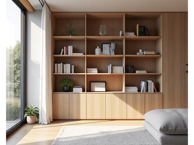 Bibliothèque contemporaine sur mesure en chêne clair