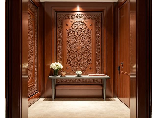 Panneaux muraux décoratifs en bois sculpté pour une entrée luxueuse